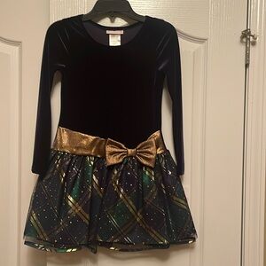 Girls dress size 8. Navy and gold